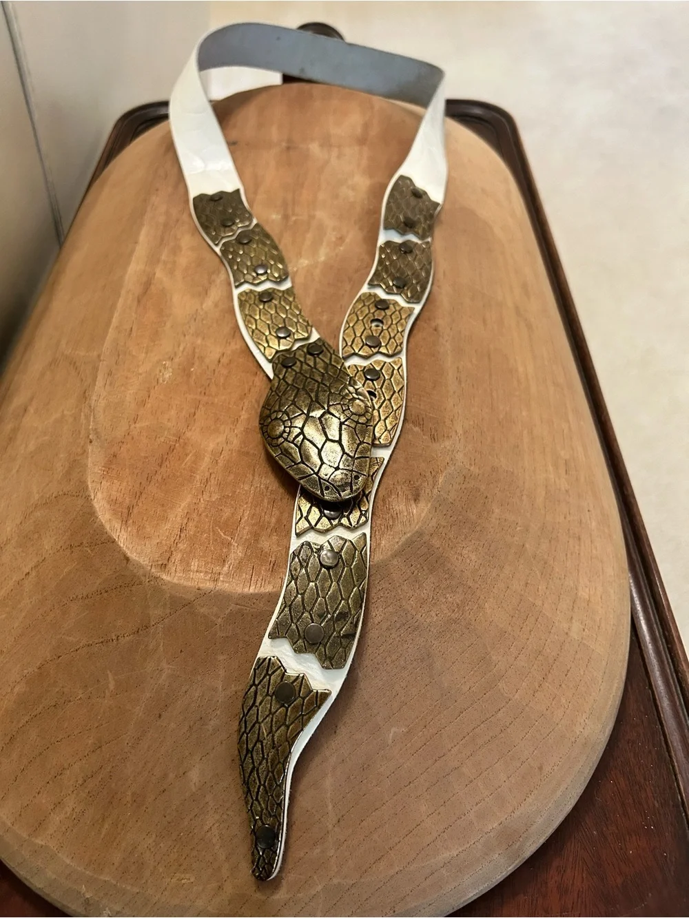 Vintage 1980’s Snake Metal & Leather Statement Belt
